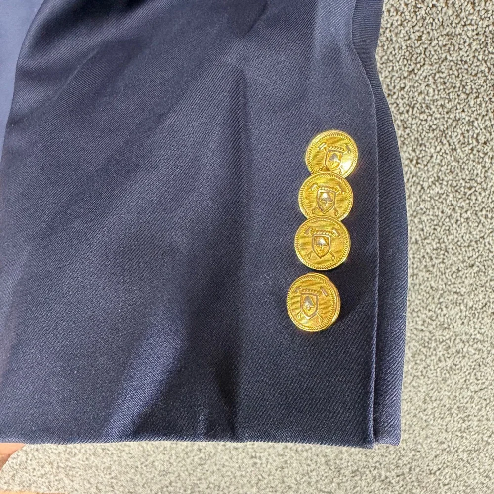 LAUREN RALPH LAUREN Blazer Mens 42R Blue Wool Gold Buttons Sport Coat Jacket